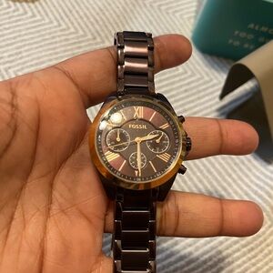 Fossil Women’s Chocolate Chronograph Watch NWT